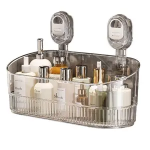 Suction Cup Shower Organizer for Bathroom - Removable Shower Basket and Rack with Strong Suction