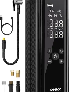 GOOLOO GT150 Tire Inflator Portable Air Compressor，4X Faster 150PSI Cordless Air Pump for Car Tires with Tire Pressure Gauge, Smart Electic Tire Pump with Auto-Shutoff for Pickup, Motor, Bike，Balls