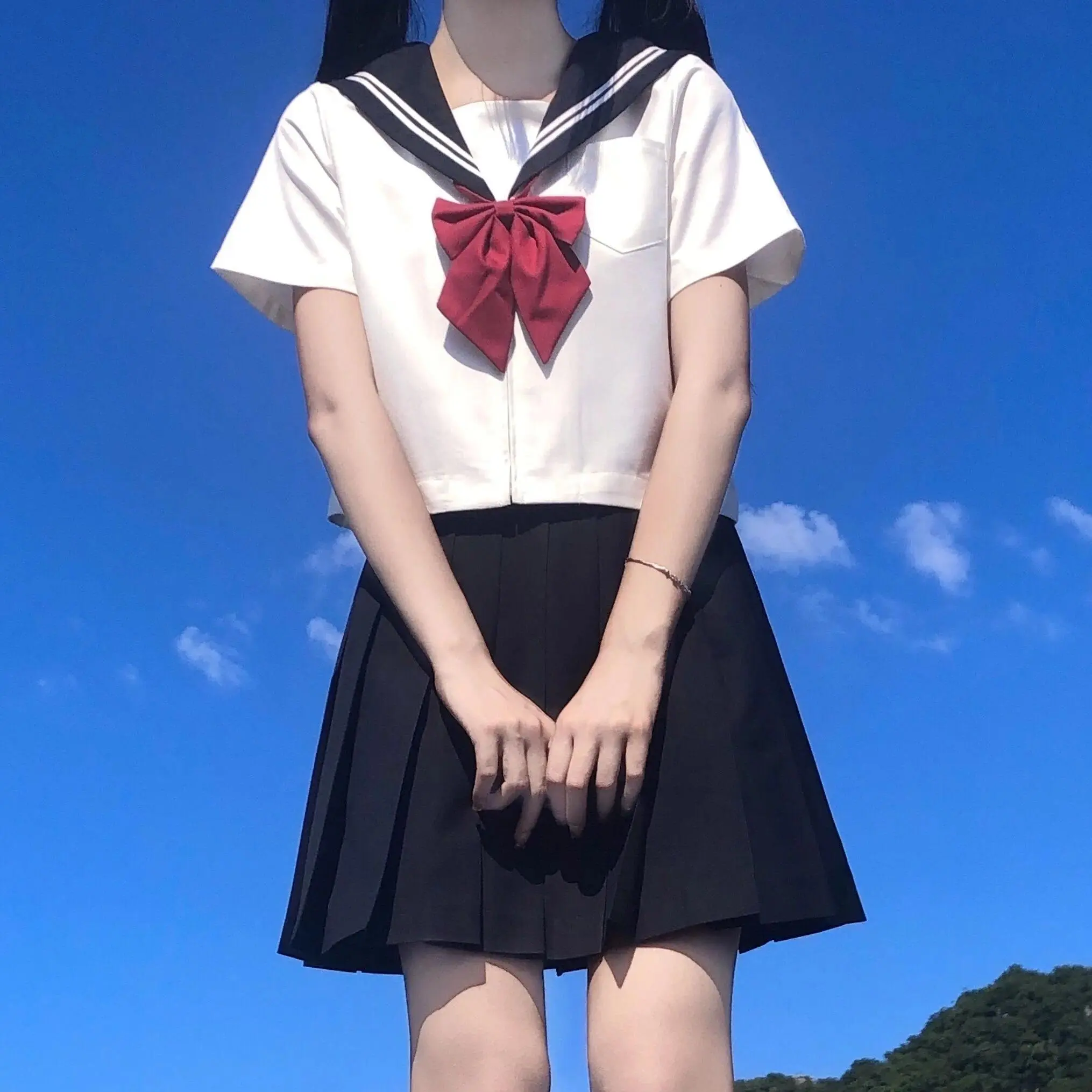 Japanese school uniform girls S-8XL plus size Jk suit white two black three basic sailor uniform women long sleeve suit