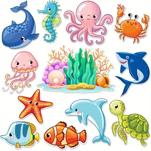 12 Pcs Cruise Door Decorations Magnetic Ocean Car Magnets Cruise Door Magnet Stickers Decorations Ocean Fridge Decor for Carnival Refrigerator(Sea Animal) Set