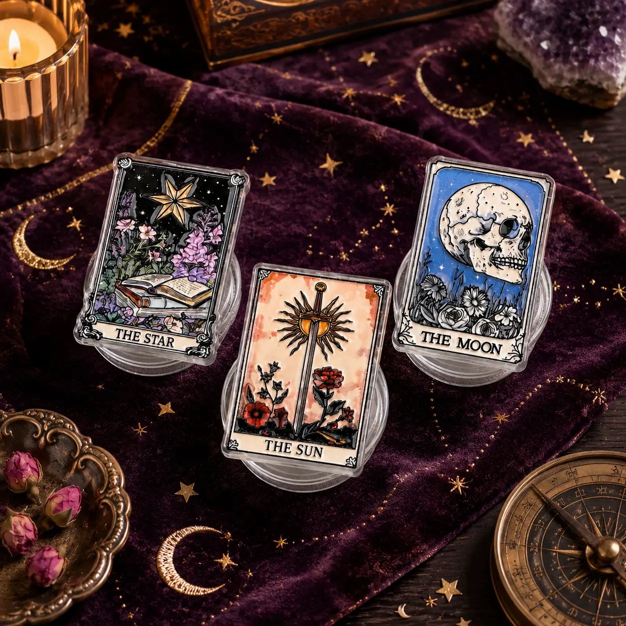 Vintage Tarot Card 2D Acrylic Phone Grip Retractable Expanding Stand Bracket Holder For Smartphone Back Case Cover