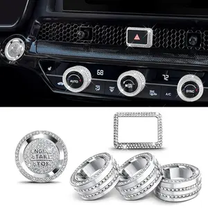 Air Conditioning Knob Cover, Hazard Warning Lights Button Cover, Push Start Button Cover/Ring 6 count -Interior Accessories for 11th Gen  /HRV/CRV/ 2025 2024 2023 2022 (Bling)