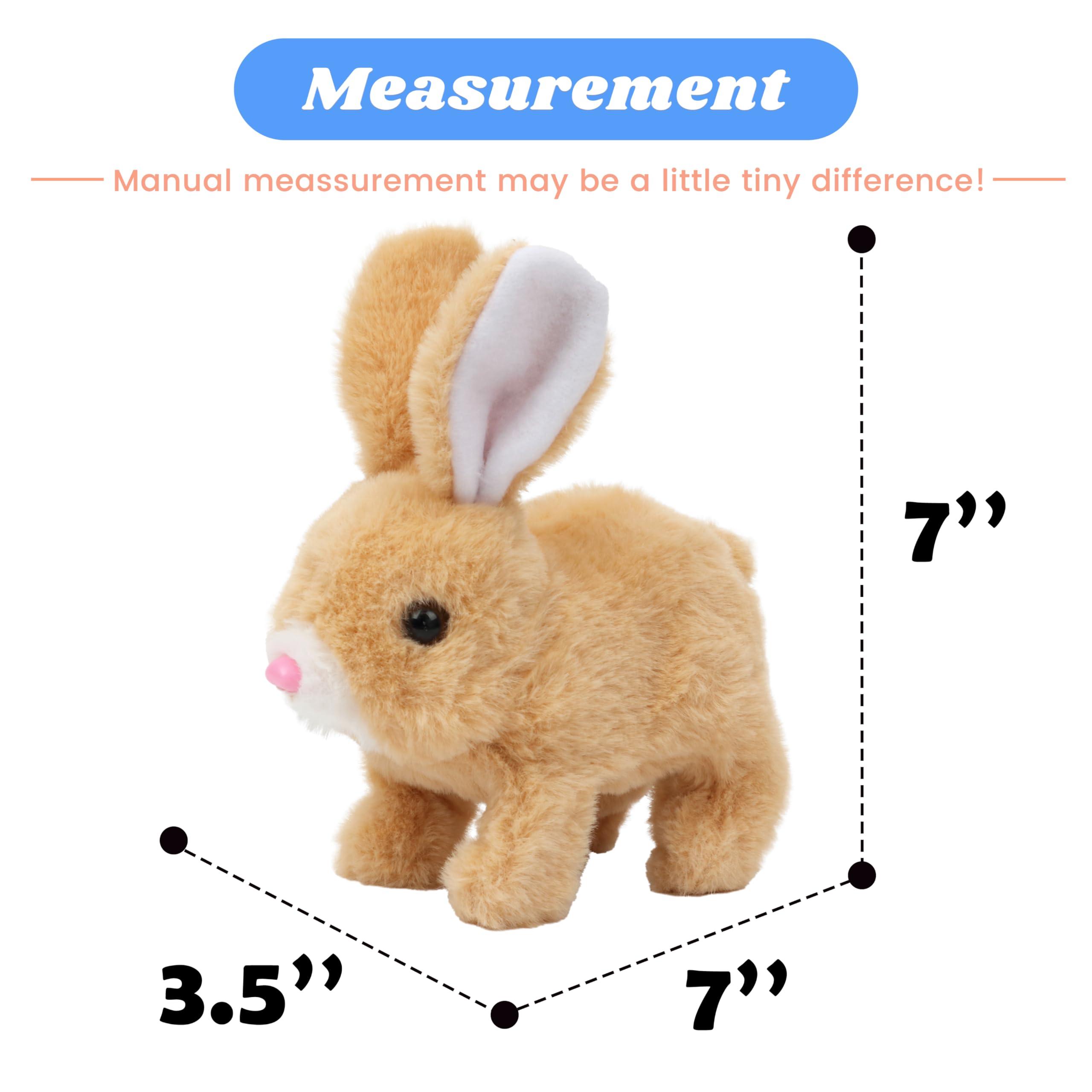 Hopping Bunny Rabbit Interactive Electronic Pet Plush Bunny Toy with Sounds & Movements Animated Walking Wiggle Ears, Easter Gift  7''