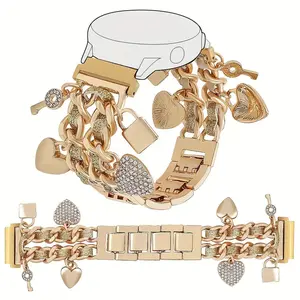 Cuban Link Bracelet Watch Band, Fashionable Watch Band for Samsung Galaxy Watch 7/6/5/4 & Active2, Smart Watch Accessories, Wearable