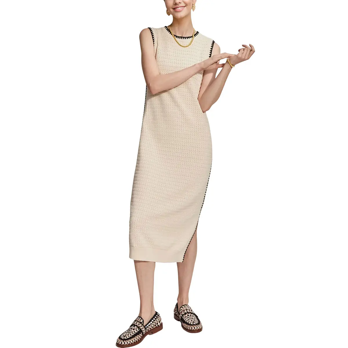 UANEO Women's Tank Knit Dress Sleeveless Round Neck Long Dress Side Split Scalloped Edge Summer Body Con Maxi Dress - TikTok Shop UANEO Women's Tank Knit Dress Sleeveless Round Neck Long Dress Side Split Scalloped Edge Summer Body Con Maxi Dress - TikTok Shop