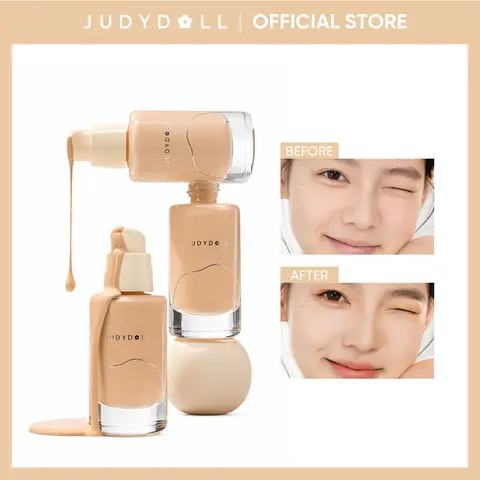 JUDYDOLL Oil Skin Foundation, 15g Travel Size, Lightweight Stays Breathable Long-Wear Formula, Blurring Pore-Hiding Flawless Coverage & Base, Powder-Free Silky Texture, Smudge-Proof Radiant Natural Look, Less Reapply for Acne-Prone & All Skin Types