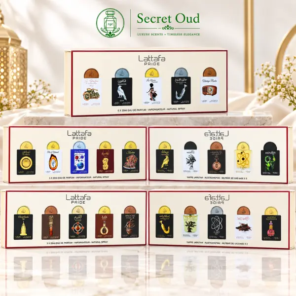 Lattafa Arabian Spray Packaged Fragrance Set, Pride Collection Full Assortment (5 x 20mL) - No.1, No.2, No.3, No.4, No.5 with Vanilla Notes, Arabian Fragrance Sets, Spray Fragrance Sets
