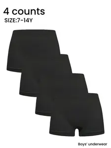 Boys' Simple Style Basic Briefs, Comfortable Breathable Elastic Student Youth Underwear Sets, Casual Plain Design, All Seasons