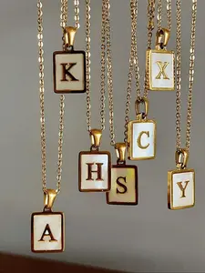 Stainless Steel Shell Alphabet Initial Necklace for Women, Daily Wear, Durable 26 Letters Pendant, Non-Fading Titanium Steel Jewelry, Initials Necklace, Alphabet Necklaces