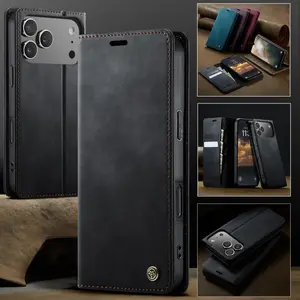 Magnetic Leather Texture Phone Case for iPhone 17 Pro Max 16 Plus 15 14 13, Minimalist Trendy Protective Cove