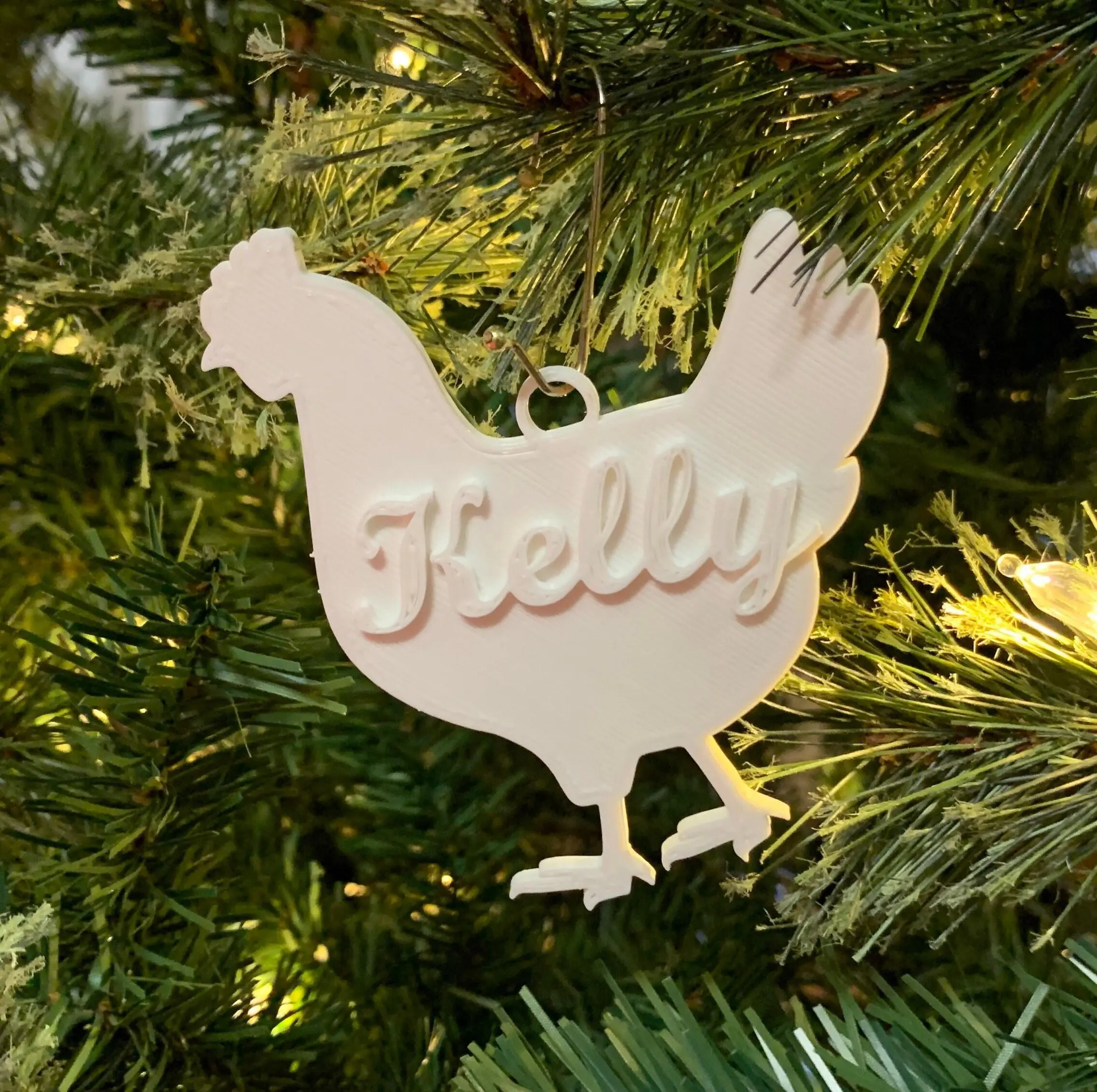 Chicken Christmas Ornament – Custom Name & Year, Farmhouse Holiday Decor - Personalized Holiday Keepsake