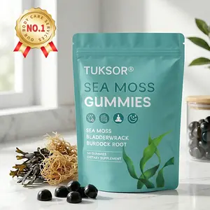 TUKSOR Sea Moss Gummies with Black Seed Oil & Ashwagandha - Supports Hair, Skin, Nails & Gut Health - Immune & Energy Support - Non-GMO & Gluten Free Supplement - Advanced 5-in-1 Formula (60 Count)