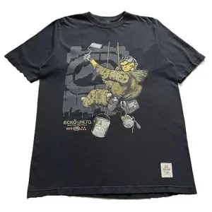 Graffiti Edge Streetwear Tee – Retro Worker Oversized Shirt, Trendy 2025 Style