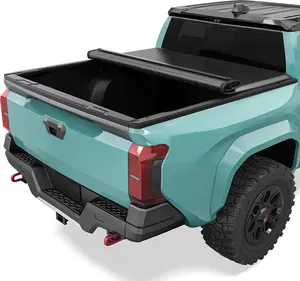 5 ft Bed Soft Roll Up Truck Bed Tonneau Cover Fit for Toyota Tacoma 2024-2026 with Deck Rail System, Excl. Trail Edition