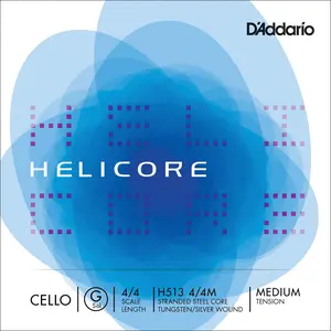 D'Addario Helicore Cello Single G String, 4/4 Scale, Medium Tension
