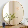 Sweetcrispy Shatterproof Round Aluminum Frame Wall Mounted Mirror - Bathroom Mirror for Vanity Over Sink, Home Goods Bathroom Accessory, Room Decor