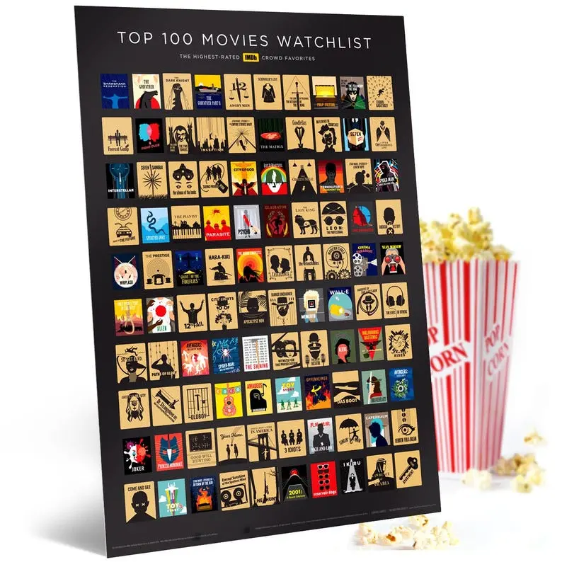 Top 100 Movies  Poster - Gift for Movie Lovers and Film Fans - Premium Art Print  Unframed
