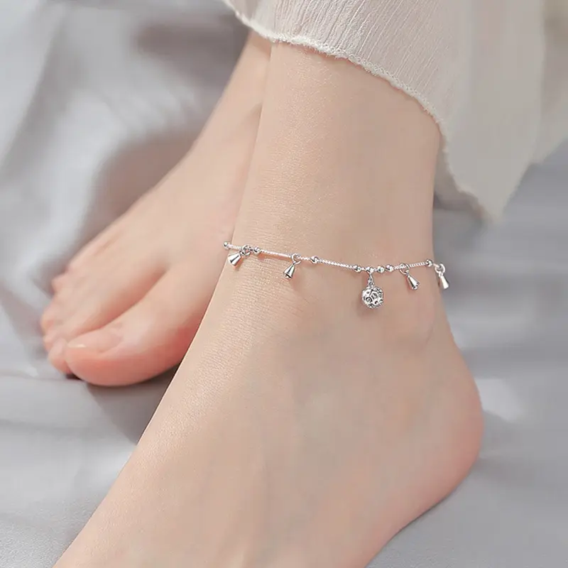 Silver Anklets for Women, Silver Anklet for Women Chain Link Dainty Minimalist Ankle Bracelets for Valentine's Day Mother's Day Christmas Birthday Wedding Jewelry Gift