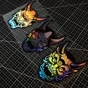 3PCS/SET Hannya Mask Laser Engraved Premium Vinyl Decal Sticker - Horror Anime Japanese Style for Cars, Motorcycles, and Skateboards Car Decals