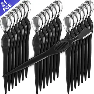 21 Pcs Face Razors for Women and Men, Eyebrow Razors Shaver Facial Razor Multipurpose Face Trimmers with Precision Cover for Women Makeup Care Tools(Black)
