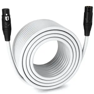 LyxPro 250 Feet XLR Microphone Cable Balanced Male to Female 3 Pin Mic Cord for Powered Speakers Audio Interface Professional Pro Audio Performance and Recording Devices - White