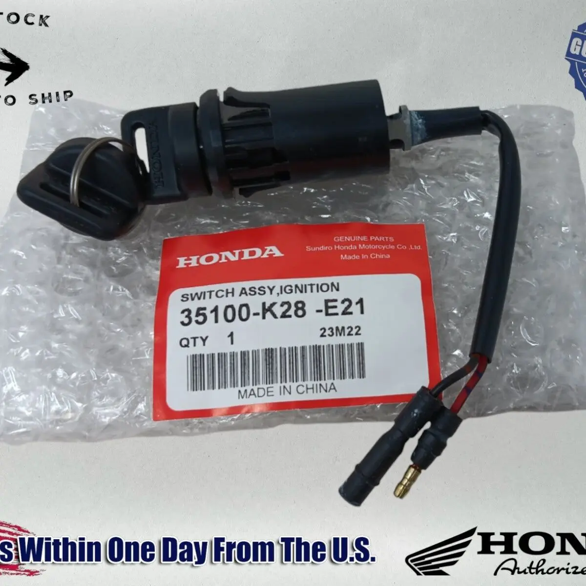 Honda OEM Ignition Switch Assembly 35100-K28-E21 - 2019-2023 CRF110F CRF125F