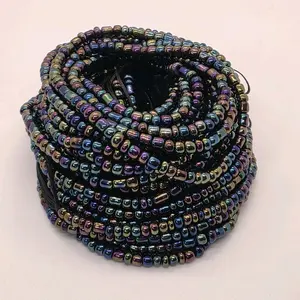 Black Rainbow Waist beads (tie-on 50 inch)
