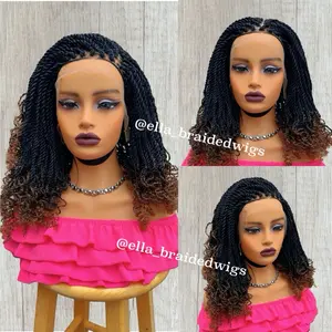 Ombre Kinky Twists Wig Frontal Lace Wig #1/#30, Length 12 Inches 13*4