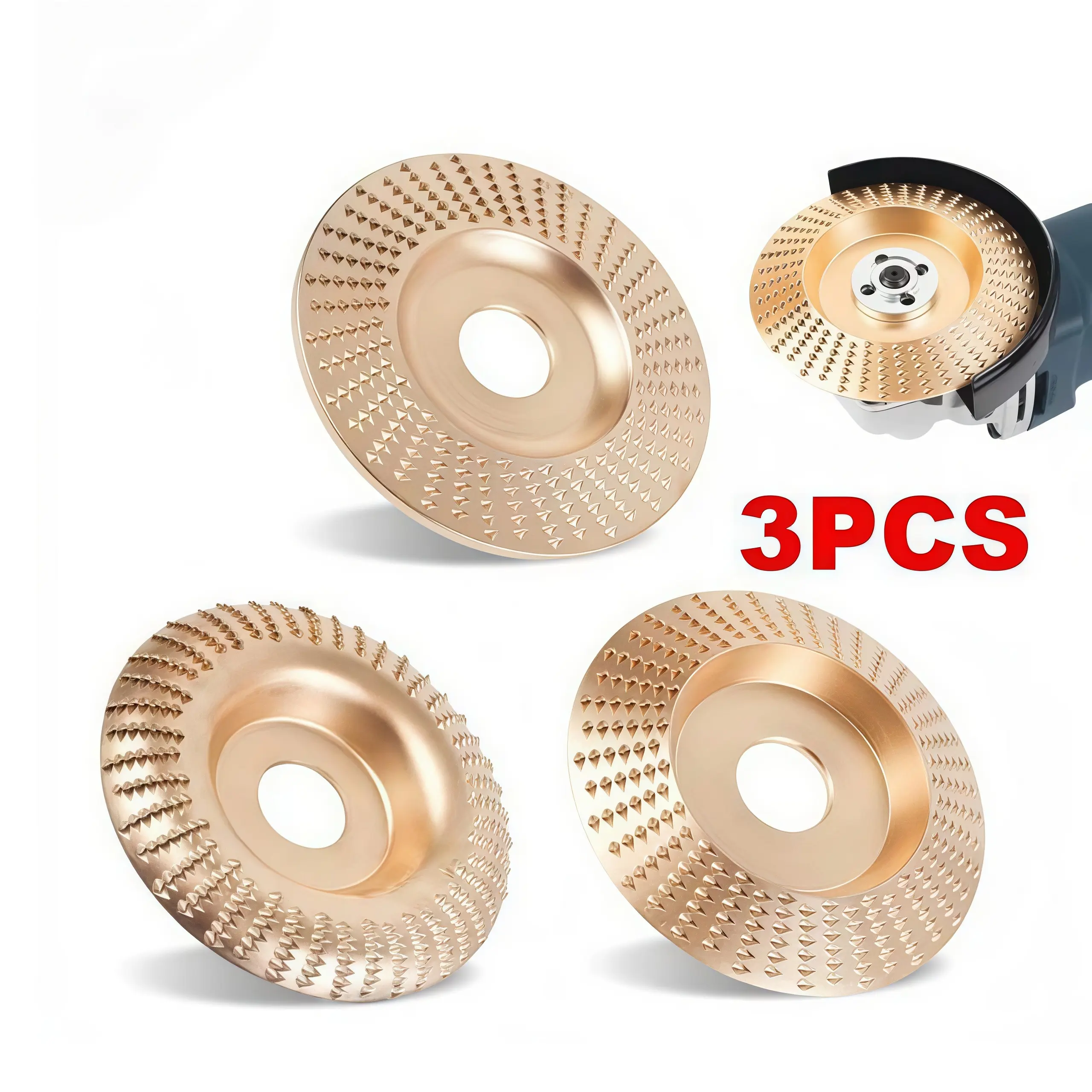 3PCS 4 in Tungsten Carbide Grinding Wheels - Standard Arbor Power Tool Accessories for Surface Prep, Wood Carving, Sanding; Ideal for Woodworkers (Great Father's Day Gift)