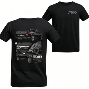 [100% Cotton] ford t-shirt,Trokiando Inspired Double Sided Pickup Truck Graphic T-Shirt, Vintage Automotive Streetwear Tee, Casual Shirt for Men,shirt men,shirts for men graphic tees