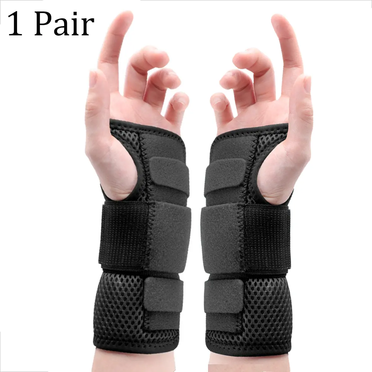 2-Pack Medical Carpal Tunnel Wrist Braces with 2 Splints, Breathable Adjustable Wrist Wraps, Healthcare Accessories for Night Sleeping Pain Relief, Arthritis Support