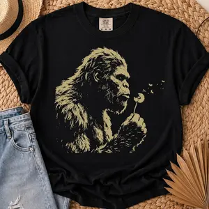 Comfort Colors Bigfoot Dandelion T-Shirt, Funny Sasquatch Nature Graphic Tee, Vintage Outdoor Adventure Shirt, Rustic Wildlife Style - Michigan First - The William
