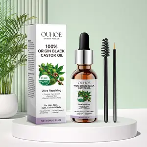 OUHOE Black Castor Oil Eyebrow, Eyelash, Hair Smooth and Glossy Skin Care Multi Effect Care Essential Oil Haircare Comfort castoroil