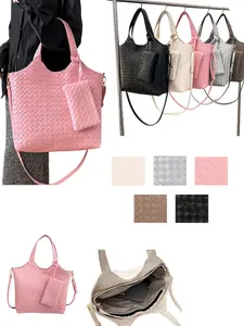Large Capacity Silver Color Woven Bag for Women, 2026 New Casual Versatile Commute Shoulder Tote, Multi-Color Handbag for Daily Use