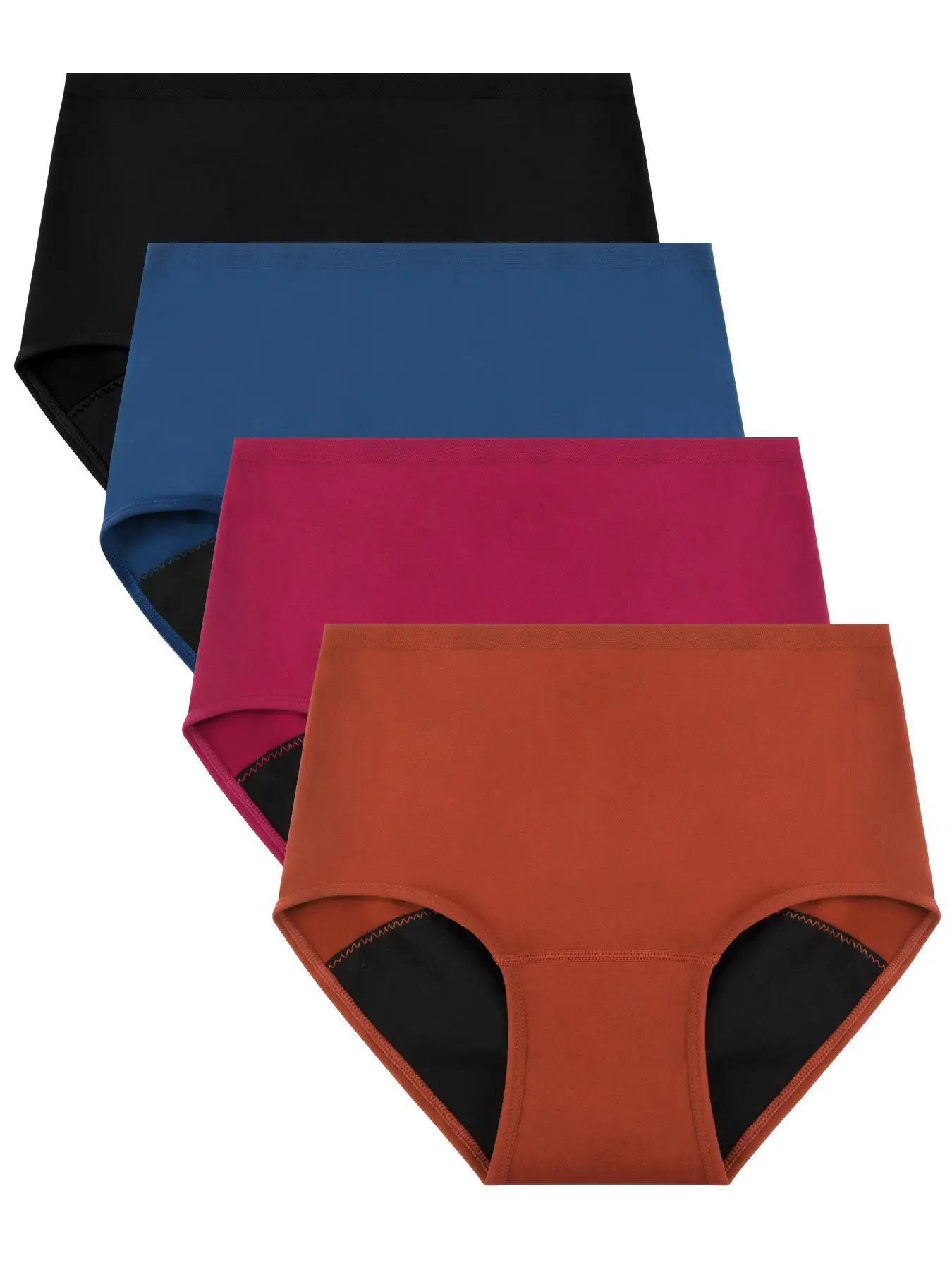 Women's 4pcs Solid Color High Waist Knicker, Soft Comfy Breathable Panty for Daily Wear, Underwear for All Seasons, Womenswear