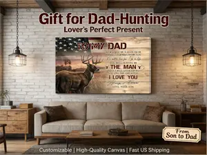 Canvas Wall Art To My Dad Deer Usa Flag Father Day Gifts For Hunting Dad Canvas Painting Print Wall Art Modern Home Art Decoration Stretched And Framed Ready To Hang