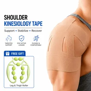 Elastic Kinesiology Sports Tape for Shoulder Support – Pre-Cut, Waterproof & Breathable Athletic Tape for Pain Relief and Muscle Recovery