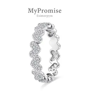 S925 Heart Eternity Band Ring Moissanite Ring Jewelry Perfect Birthday Engagement Wedding Anniversary Christmas Gift