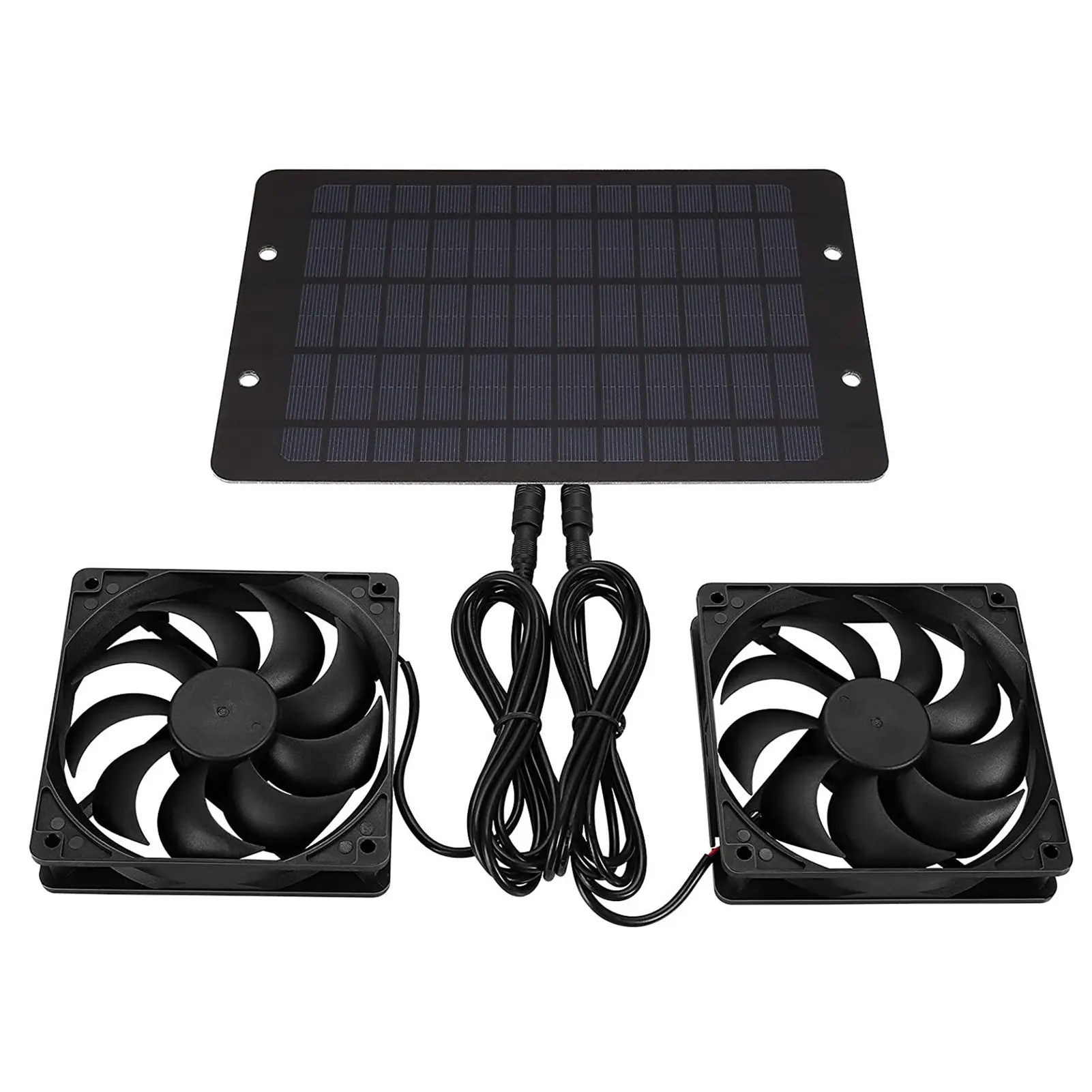 Energy Efficient Eco-Friendly Solar Powered Exhaust Fan Kit with 10W 12V Solar Panel, High-Speed Dual Fans, Acrylic & Tempered Glass - Indoor/Outdoor Cooling for Greenhouse, Chicken Coops, Plastic