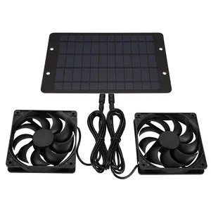 Solar Powered Exhaust Fan Kit 10W 12V Solar Panel Dual Fan Kit for Greenhouse Chicken Coop Doghouse Shed Barn