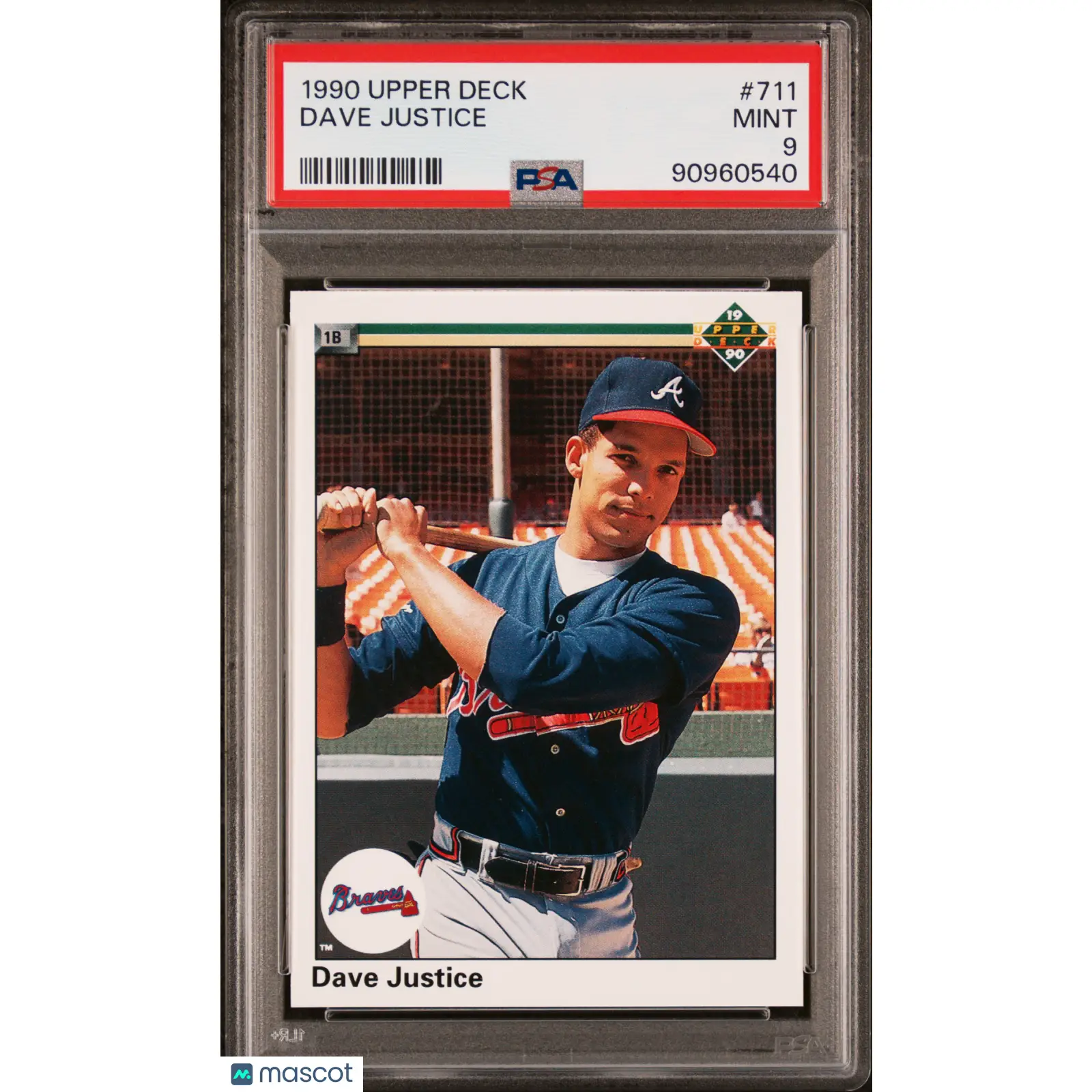 Dave Justice PSA 1990 Upper Deck Rookie Card #711 9 90960540