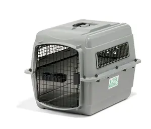 Petmate Sky Kennel IATA Airline Friendly Dog Crate Plastic Travel Pet Carrier, Small to Medium 28" for Dogs 15-30 lb, Gray