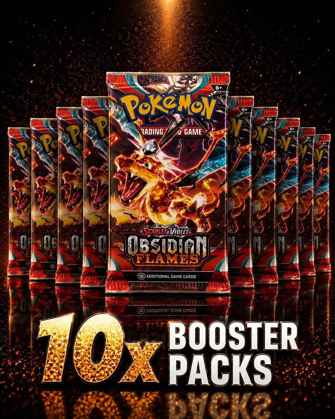 10x Obsidian Flames Scarlet & Violet Set Non-Sports Trading Card Booster Packs