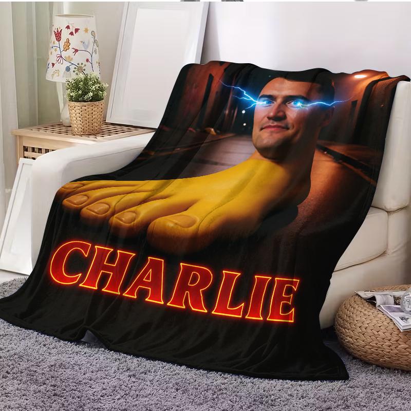 Charlie Kirk Giant Foot Funny Italian Brainrot Meme Blanket Winter Warm Throw Blanket Living Room Flannel Bedspread Bed Cover