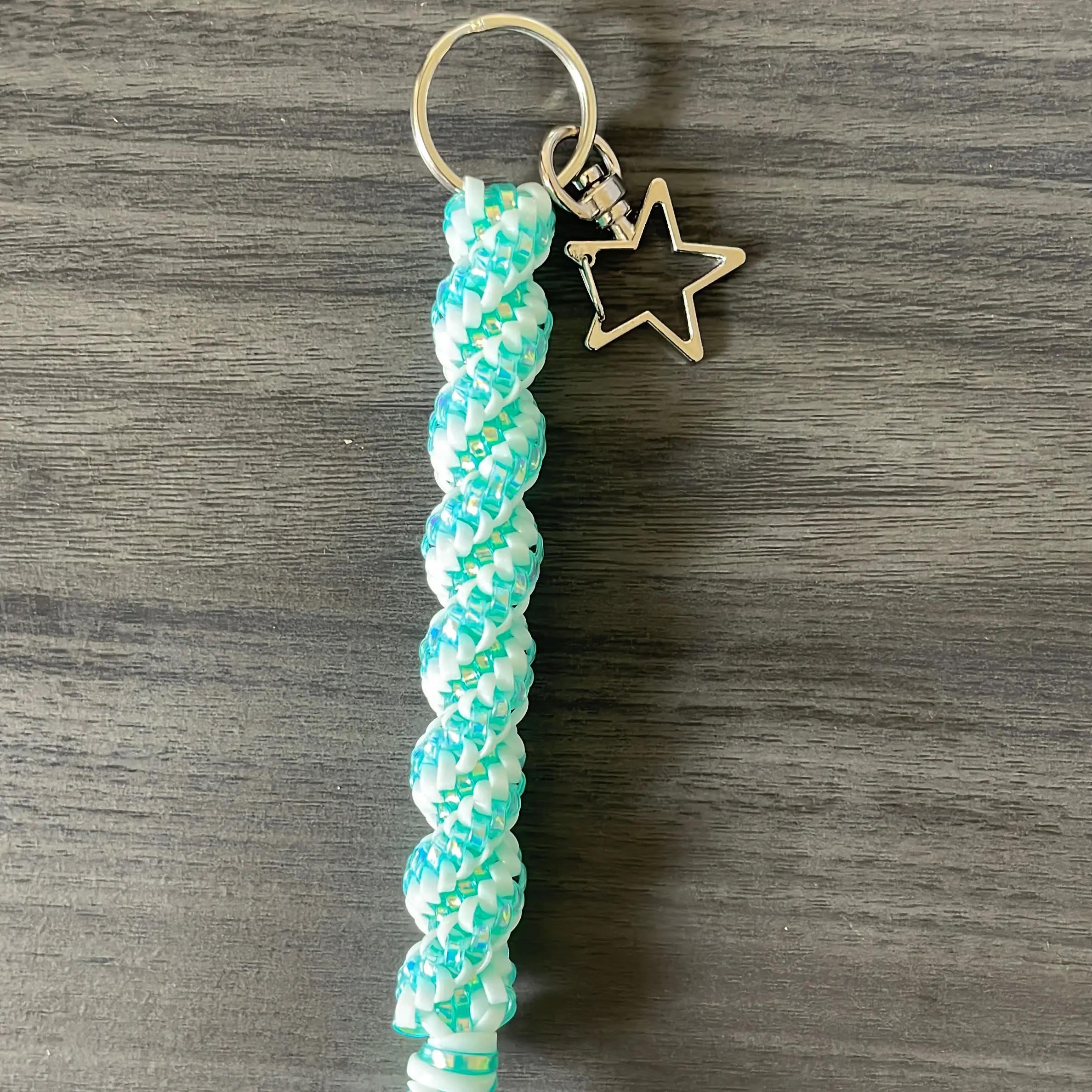 Keychain - Holographic Blue Double Spiral