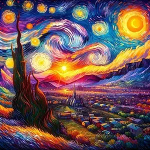 Starry Night Town Pattern DIY Diamond Arts Colorful Painting Kit Without Frame, DIY 5D Diamond Arts Colorful Painting Kit, Wall Art Decor for Home