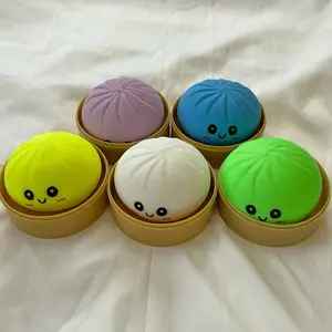 Pack of 1 Pick a Color Dumpling Stress Relief Toy Viral Buns Squishy Dumplings Smiley Face Soft Squeezable