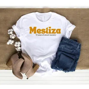 Mestiza White Comfort Tee - Unisex Casual T-Shirt, 100% Cotton, Soft Fabric, Ribbed Collar, Available in Sizes S-XL