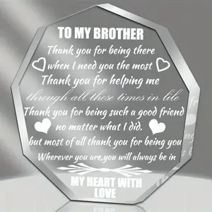 Brother gift, acrylic keepsake from sister, meaningful Christmas graduation present, personalized plaque decor，Birthday Gift Decor