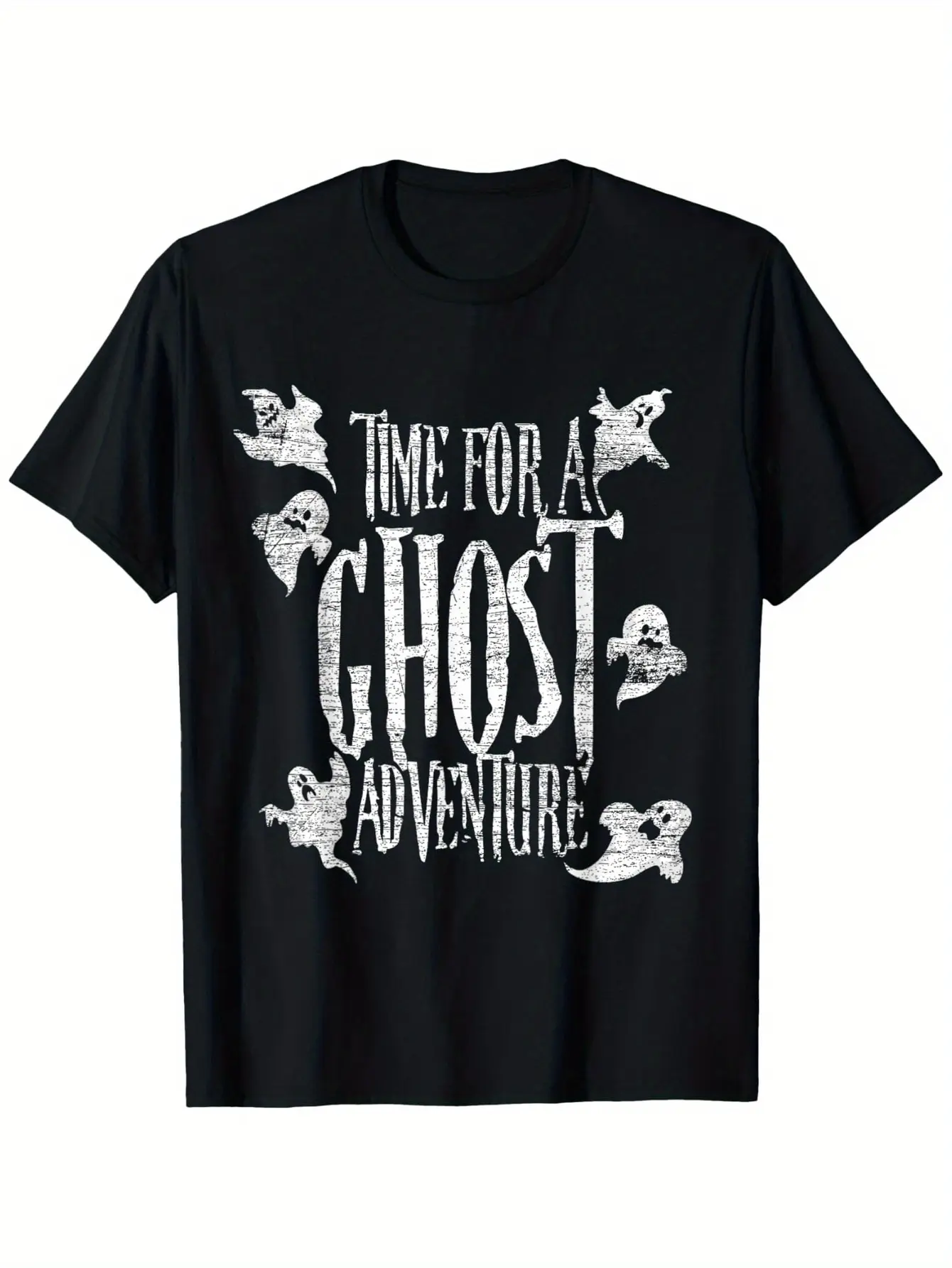 Unisex Ghost Adventure 100% Cotton T-Shirt - Menswear Short-Sleeve Top, Casual Round Neck, Slightly Stretchy, Soft Touch, Classic Fit, S-XXXL, Summer Essential, Thanksgiving, Christmas Eve